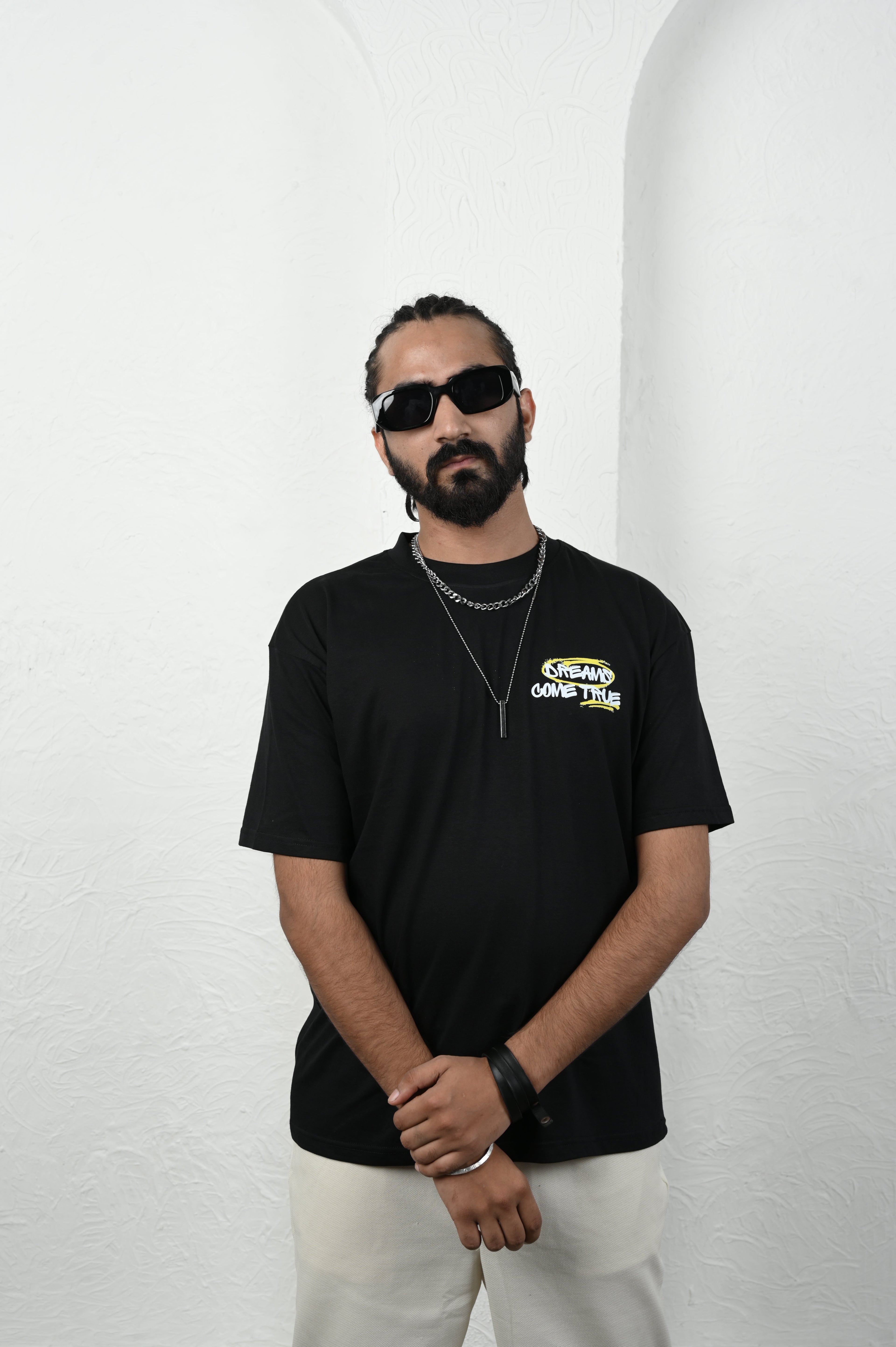 Smile Please 100% Cotton Oversized Black T-shirt by Unfussy with 100% cotton, Black, Casual Wear, Organic, Oversized Fit, Printed, T-Shirts, Unfussy, Unisex, Womenswear at Kamakhyaa for sustainable fashion