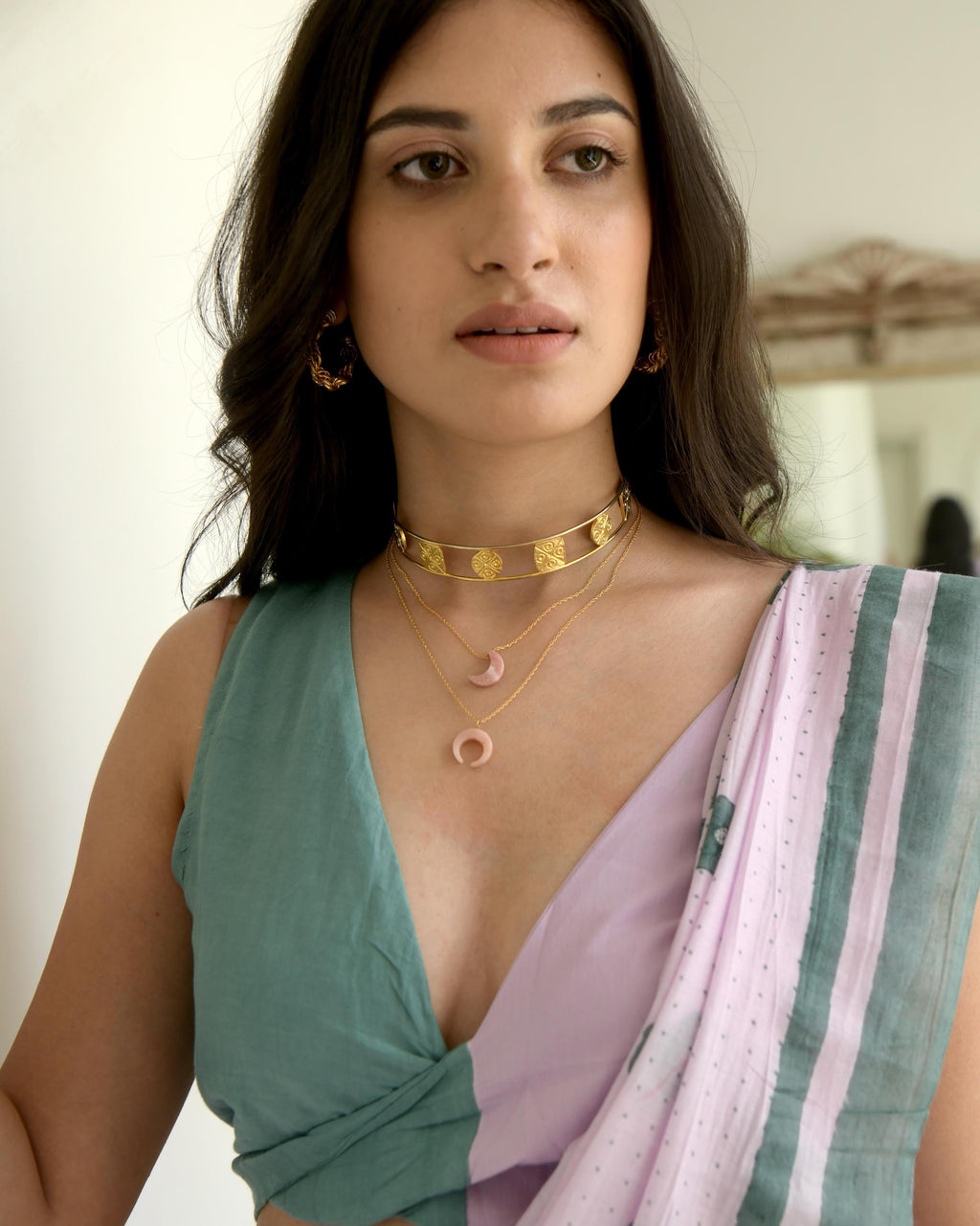 Pink Cotton Saree Set by Taro with Evening Wear, Gulzar by Taro, Handwoven Cotton, Indian Wear, July Sale, July Sale 2023, Natural, Pink, Prints, Regular Fit, Saree Sets, Womenswear at Kamakhyaa for sustainable fashion