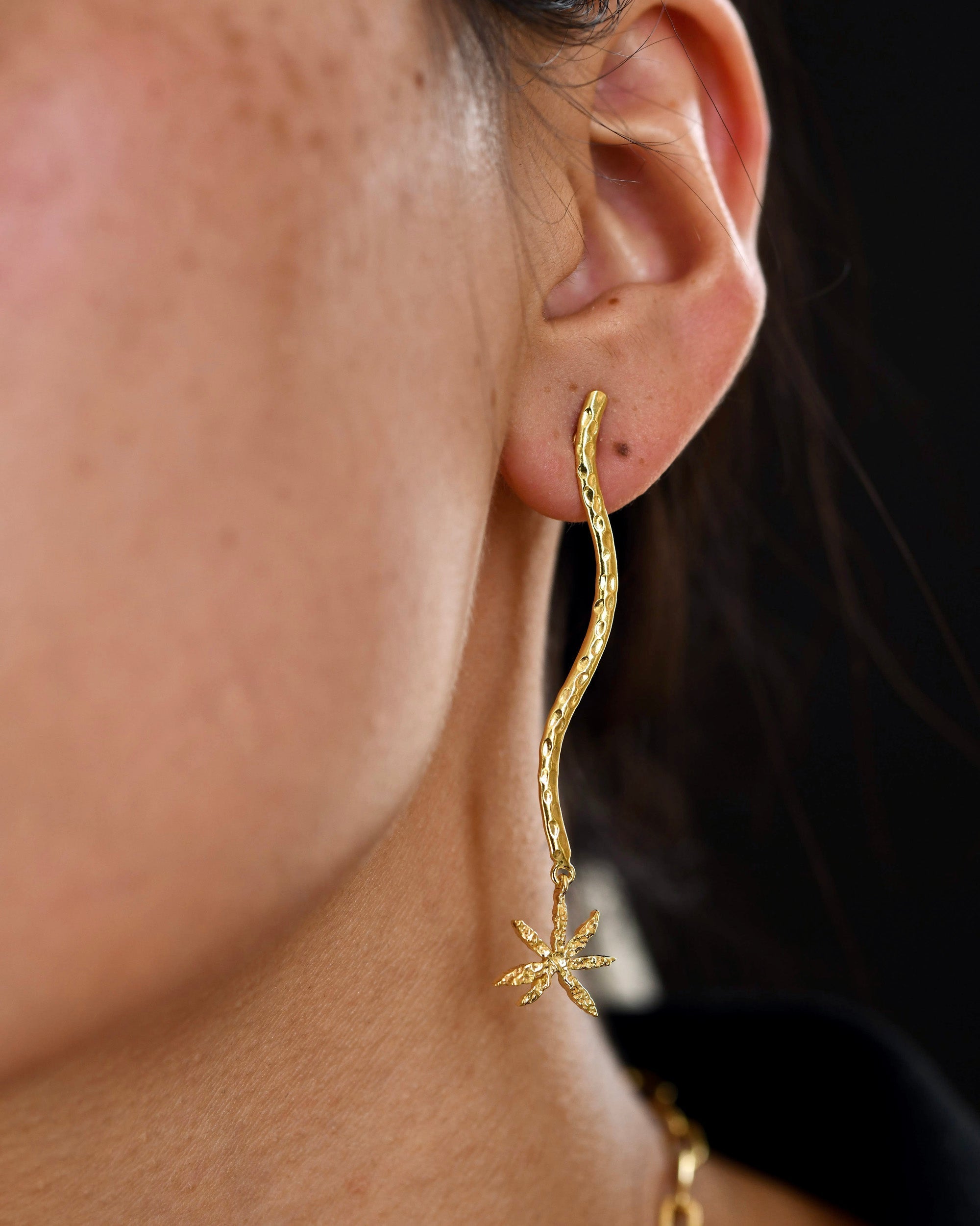 Gold Brass Moon & Star Long Earrings by The Loom Art with Brass, Cosmic Dream by The Loom Art, Fashion Jewellery, For Daughter, Free Size, Gold, Gold Plated, jewelry, Less than $50, Long Earrings, Natural at Kamakhyaa for sustainable fashion