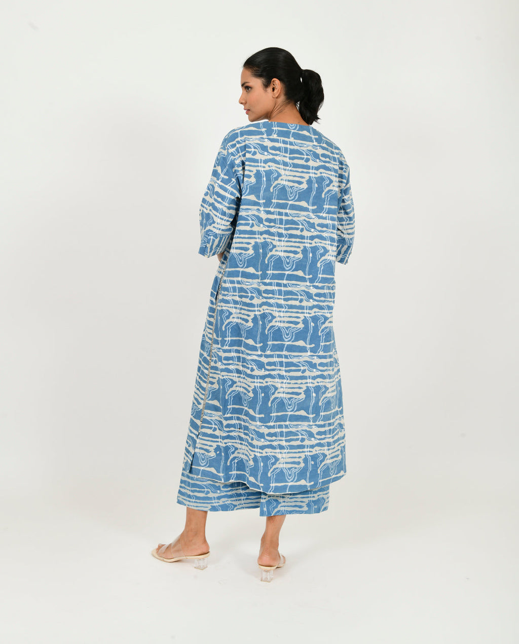 Blue Co-ord Set by Rias Jaipur with 100% Organic Cotton, Blue, Casual Wear, Co-ord Sets, Linen, Natural, Office Wear Co-ords, Prints, Relaxed Fit, Scribble Prints, Womenswear, Yaadein, Yaadein by Rias Jaipur at Kamakhyaa for sustainable fashion