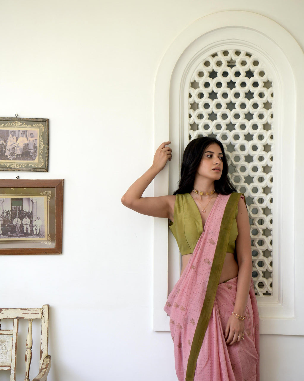 Pink Hand Block Printed Saree Set by Taro with Evening Wear, Gulzar by Taro, Handwoven Cotton, Indian Wear, July Sale, July Sale 2023, Natural, Pink, Prints, Regular Fit, Saree Sets, Womenswear at Kamakhyaa for sustainable fashion