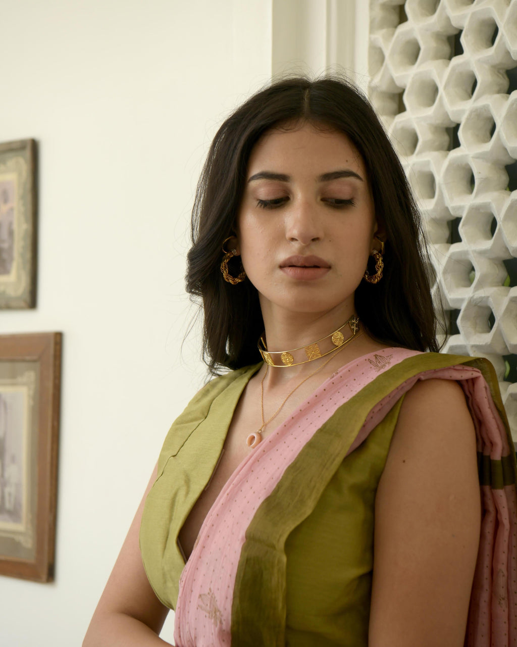 Pink Hand Block Printed Saree Set by Taro with Evening Wear, Gulzar by Taro, Handwoven Cotton, Indian Wear, July Sale, July Sale 2023, Natural, Pink, Prints, Regular Fit, Saree Sets, Womenswear at Kamakhyaa for sustainable fashion