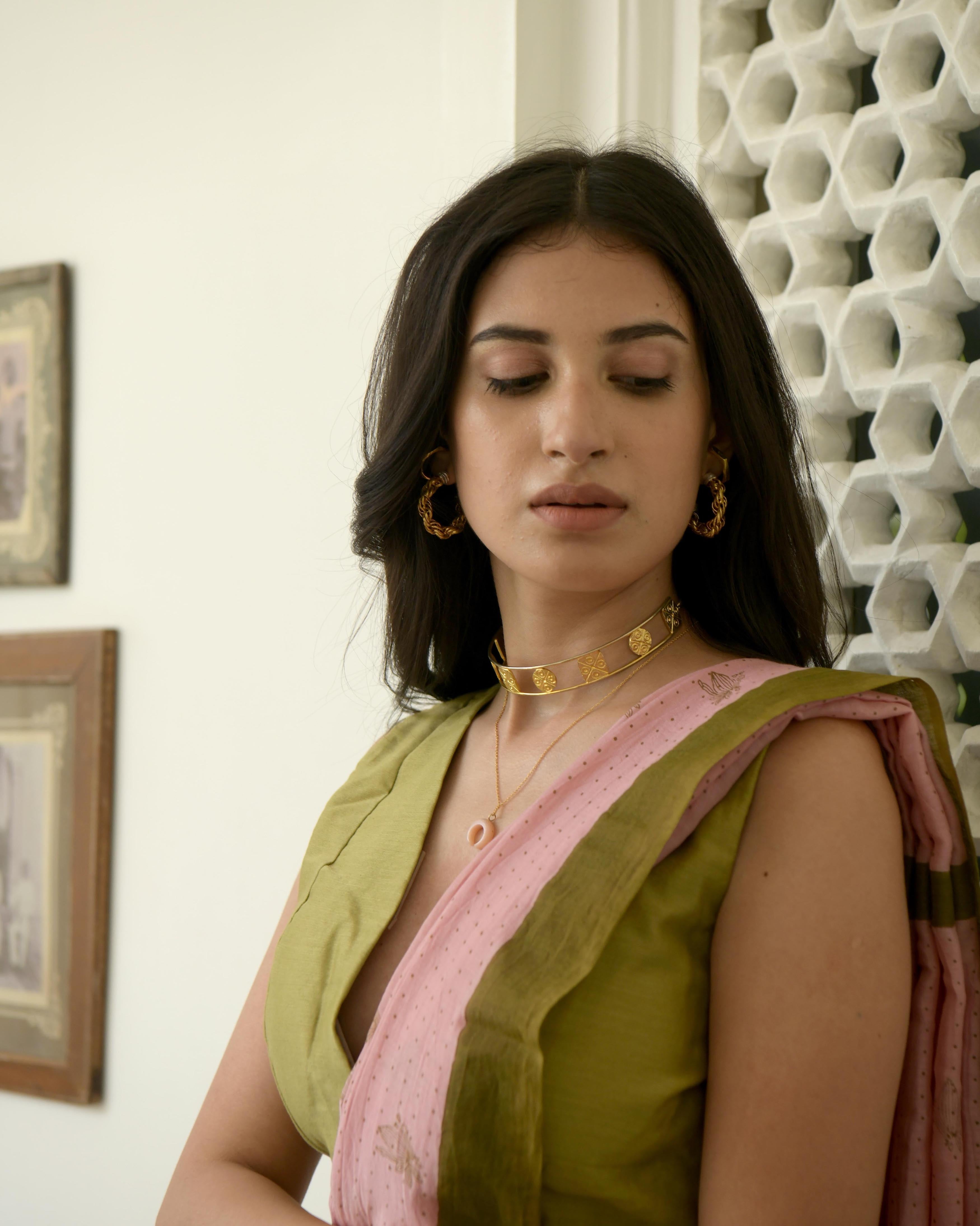 Pink Hand Block Printed Saree Set by Taro with Evening Wear, Gulzar by Taro, Handwoven Cotton, Indian Wear, July Sale, July Sale 2023, Natural, Pink, Prints, Regular Fit, Saree Sets, Womenswear at Kamakhyaa for sustainable fashion