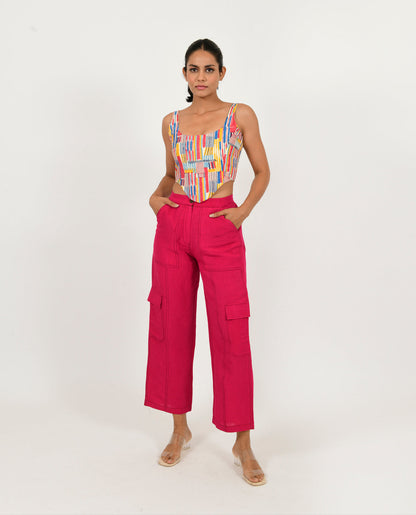 Pink Pants by Rias Jaipur with Casual Wear, Linen Blend, Natural, Pants, Pink, Relaxed Fit, Solids, Womenswear, Yaadein, Yaadein by Rias Jaipur at Kamakhyaa for sustainable fashion