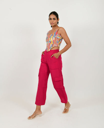 Pink Pants by Rias Jaipur with Casual Wear, Linen Blend, Natural, Pants, Pink, Relaxed Fit, Solids, Womenswear, Yaadein, Yaadein by Rias Jaipur at Kamakhyaa for sustainable fashion