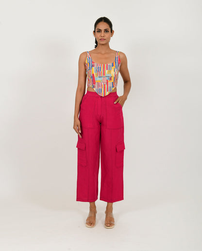 Pink Pants by Rias Jaipur with Casual Wear, Linen Blend, Natural, Pants, Pink, Relaxed Fit, Solids, Womenswear, Yaadein, Yaadein by Rias Jaipur at Kamakhyaa for sustainable fashion