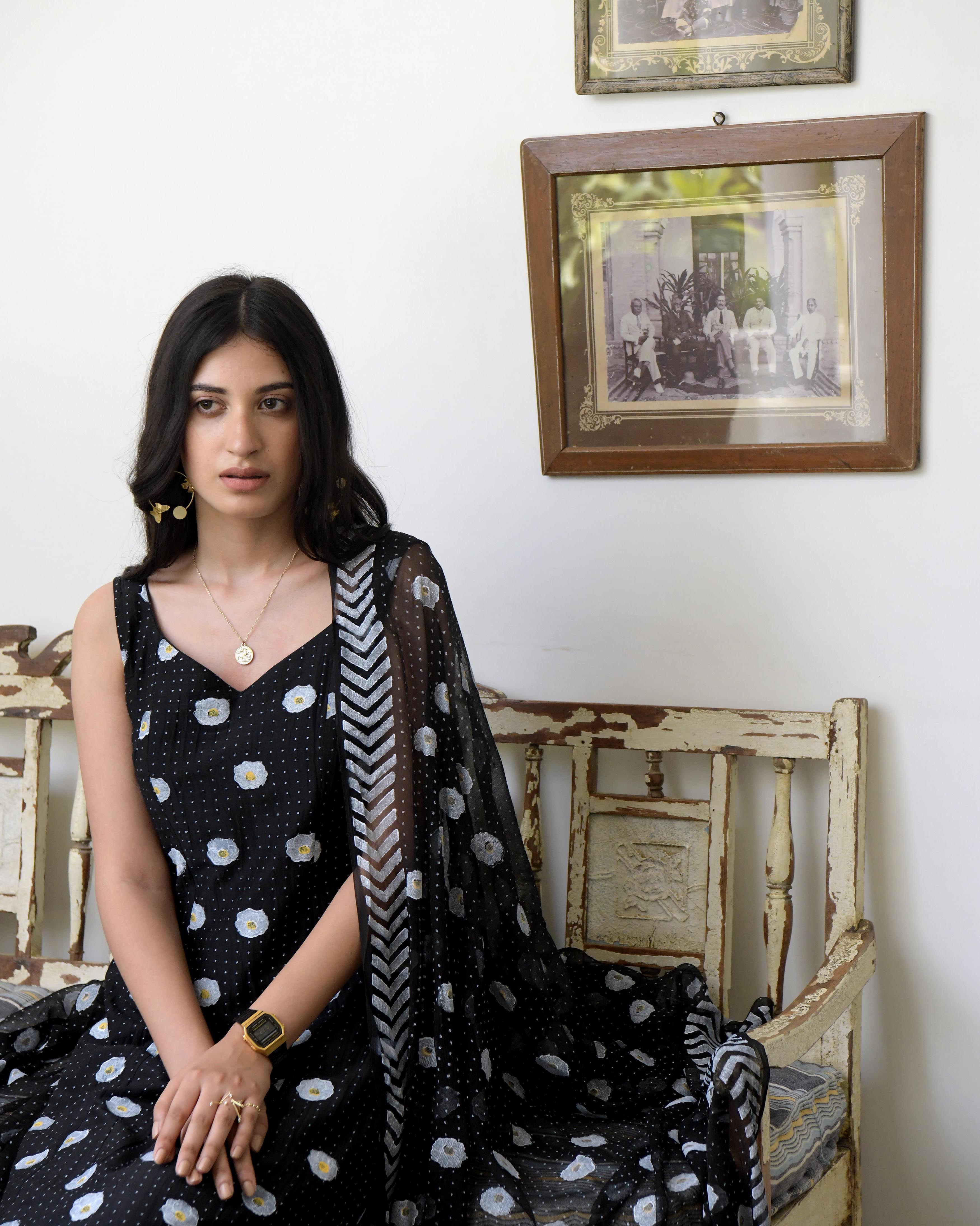 Black Printed Kurta Set With Dupatta by Taro with Best Selling, Black, Chiffon, Evening Wear, Gulzar by Taro, Indian Wear, July Sale, July Sale 2023, Kurta Palazzo Sets, Natural, Prints, Regular Fit, Womenswear at Kamakhyaa for sustainable fashion