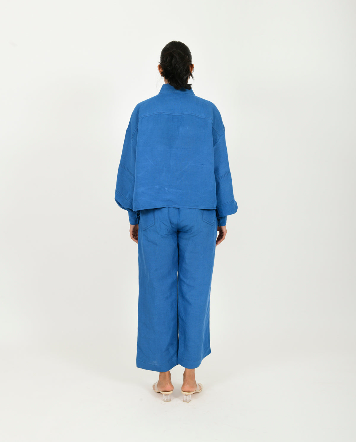 Blue Linen Co-ord Set by Rias Jaipur with Blue, Casual Wear, Co-ord Sets, Linen Blend, Natural, Relaxed Fit, Solids, Travel Co-ords, Womenswear, Yaadein, Yaadein by Rias Jaipur at Kamakhyaa for sustainable fashion