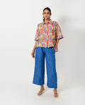 Multicolor Linen-Co-ord Set by Rias Jaipur with Casual Wear, Co-ord Sets, Linen Blend, Multicolor, Natural, Prints, Relaxed Fit, Scribble Prints, Vacation Co-ords, Womenswear, Yaadein, Yaadein by Rias Jaipur at Kamakhyaa for sustainable fashion