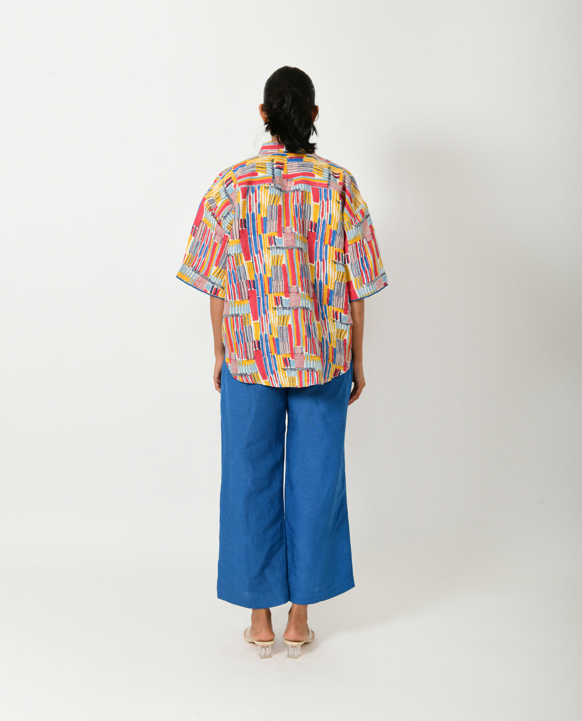 Multicolor Linen-Co-ord Set by Rias Jaipur with Casual Wear, Co-ord Sets, Linen Blend, Multicolor, Natural, Prints, Relaxed Fit, Scribble Prints, Vacation Co-ords, Womenswear, Yaadein, Yaadein by Rias Jaipur at Kamakhyaa for sustainable fashion