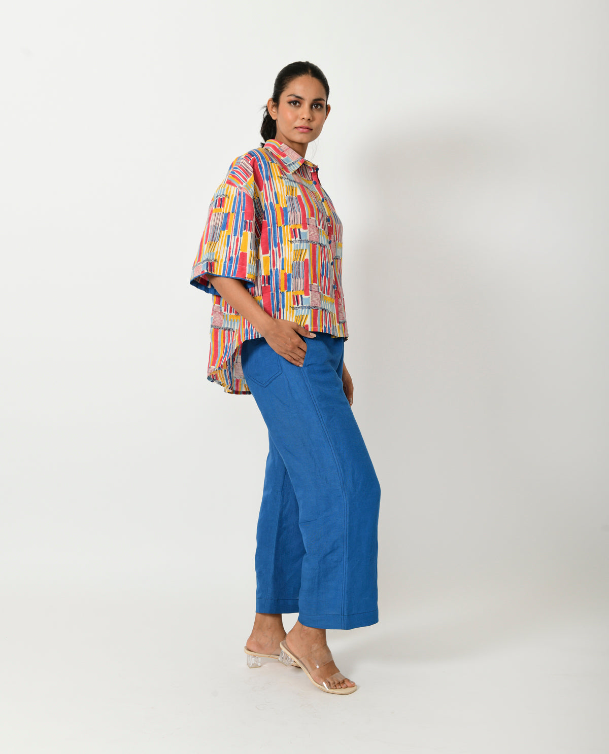 Multicolor Linen-Co-ord Set by Rias Jaipur with Casual Wear, Co-ord Sets, Linen Blend, Multicolor, Natural, Prints, Relaxed Fit, Scribble Prints, Vacation Co-ords, Womenswear, Yaadein, Yaadein by Rias Jaipur at Kamakhyaa for sustainable fashion