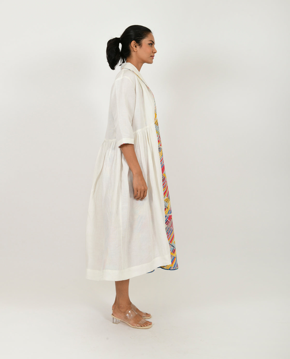 Off-White Linen Jacket by Rias Jaipur with Casual Wear, Jackets, Linen Blend, Natural, Relaxed Fit, Solids, White, Womenswear, Yaadein, Yaadein by Rias Jaipur at Kamakhyaa for sustainable fashion