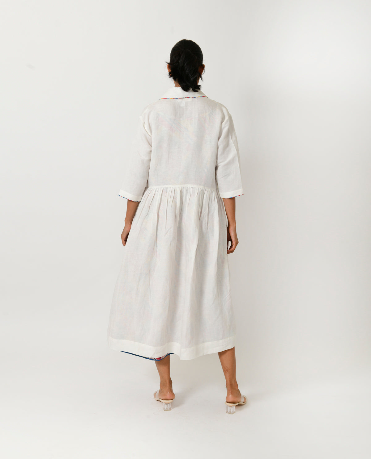 Off-White Linen Jacket by Rias Jaipur with Casual Wear, Jackets, Linen Blend, Natural, Relaxed Fit, Solids, White, Womenswear, Yaadein, Yaadein by Rias Jaipur at Kamakhyaa for sustainable fashion