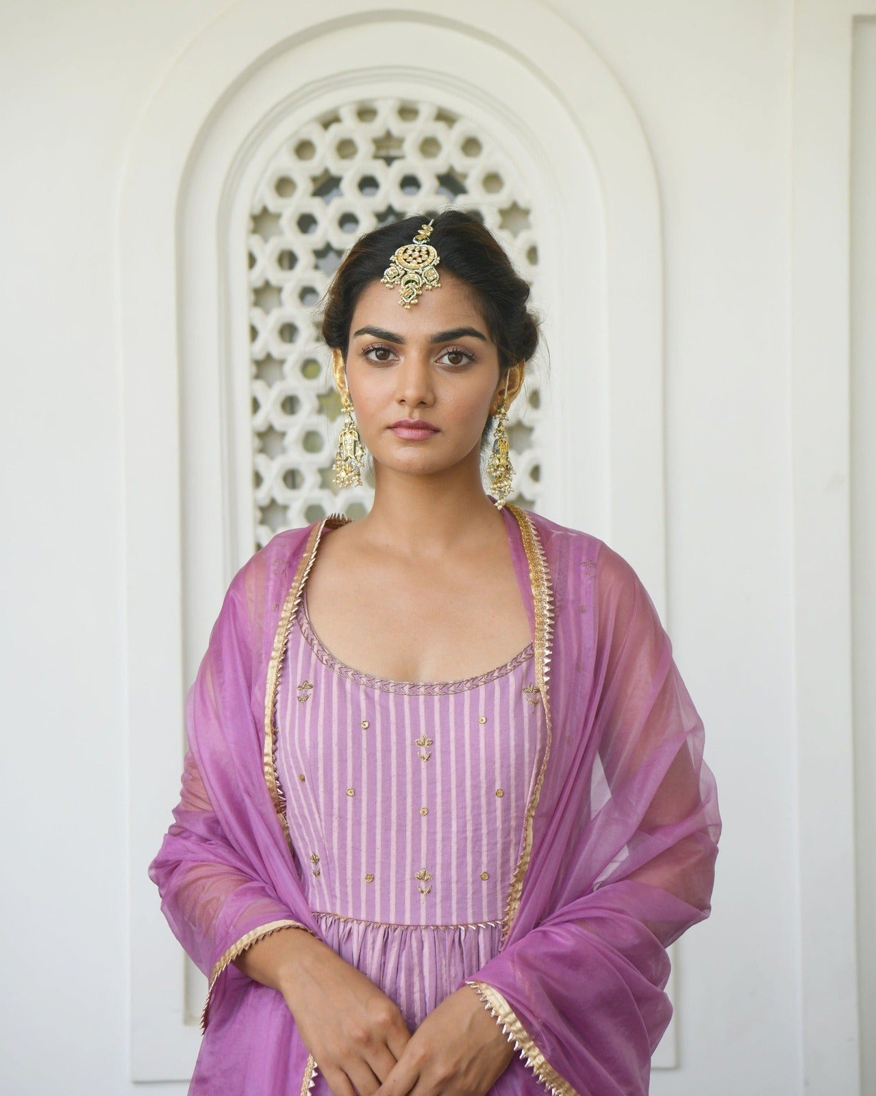 Lavender Cotton Kurta Set With Dupatta by Taro with Evening Wear, Handwoven cotton, Indian Wear, July Sale, July Sale 2023, Kurta Pant Sets, Kurta Set With Dupatta, Natural, Purple, Regular Fit, Sequin work, Sitara by Taro, Wedding Gifts, Womenswear at Kamakhyaa for sustainable fashion