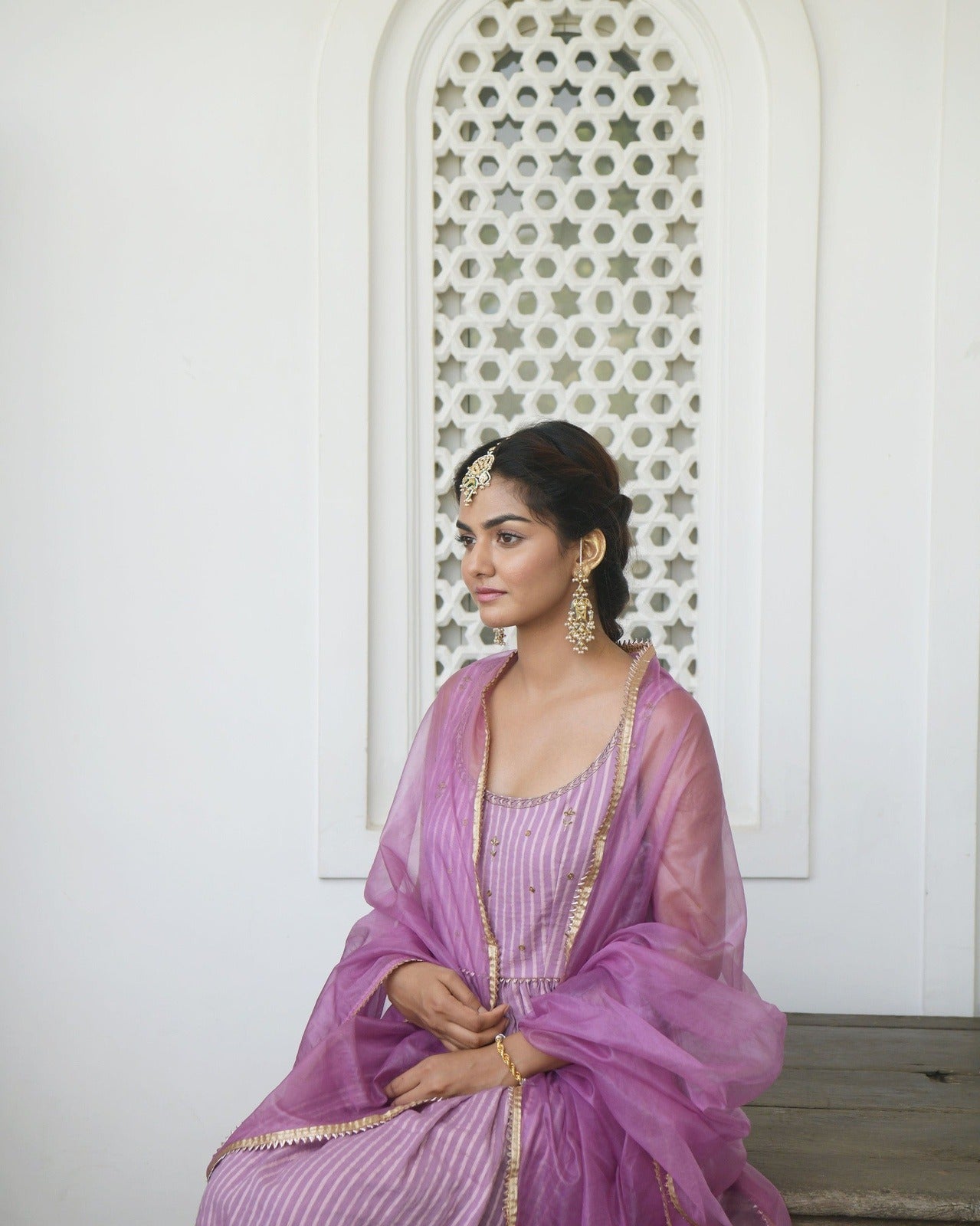 Lavender Cotton Kurta Set With Dupatta by Taro with Evening Wear, Handwoven cotton, Indian Wear, July Sale, July Sale 2023, Kurta Pant Sets, Kurta Set With Dupatta, Natural, Purple, Regular Fit, Sequin work, Sitara by Taro, Wedding Gifts, Womenswear at Kamakhyaa for sustainable fashion