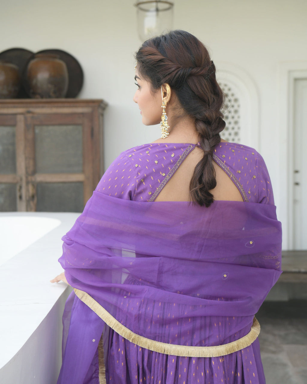 Purple Embroidered Cotton Kurta Set With Dupatta by Taro with Embroidered, Evening Wear, Handwoven Cotton, Indian Wear, July Sale, July Sale 2023, Kurta Pant Sets, Kurta Set With Dupatta, Natural, Purple, Regular Fit, Sitara by Taro, Womenswear at Kamakhyaa for sustainable fashion