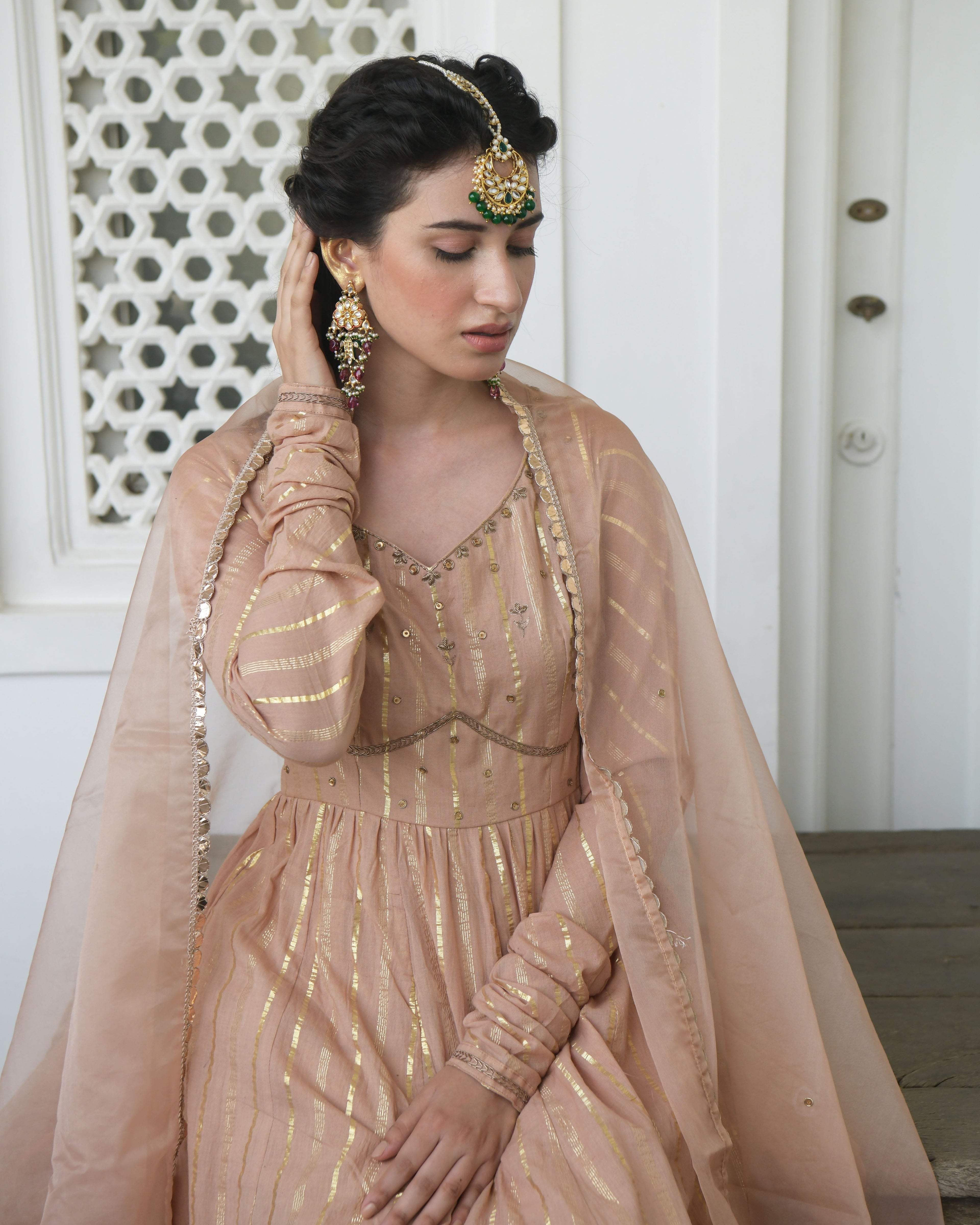 Brown Embroidered Cotton Kurta Set With Dupatta With Zari by Taro with Best Selling, Brown, Duplicate, Embroidered, Evening Wear, Handwoven Cotton, Indian Wear, July Sale, July Sale 2023, Kurta Palazzo Sets, Natural, Regular Fit, Sitara by Taro, Wedding Gifts, Womenswear at Kamakhyaa for sustainable fashion