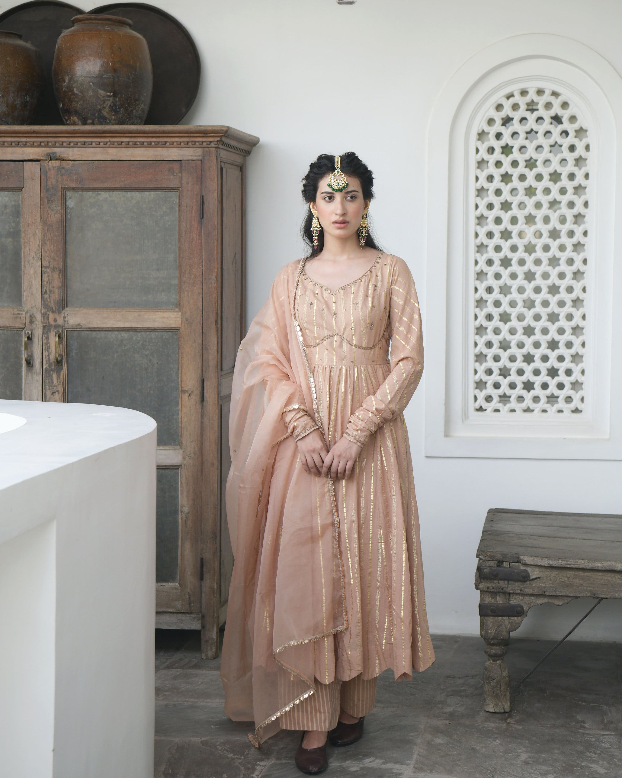 Brown Embroidered Cotton Kurta Set With Dupatta With Zari by Taro with Best Selling, Brown, Duplicate, Embroidered, Evening Wear, Handwoven Cotton, Indian Wear, July Sale, July Sale 2023, Kurta Palazzo Sets, Natural, Regular Fit, Sitara by Taro, Wedding Gifts, Womenswear at Kamakhyaa for sustainable fashion