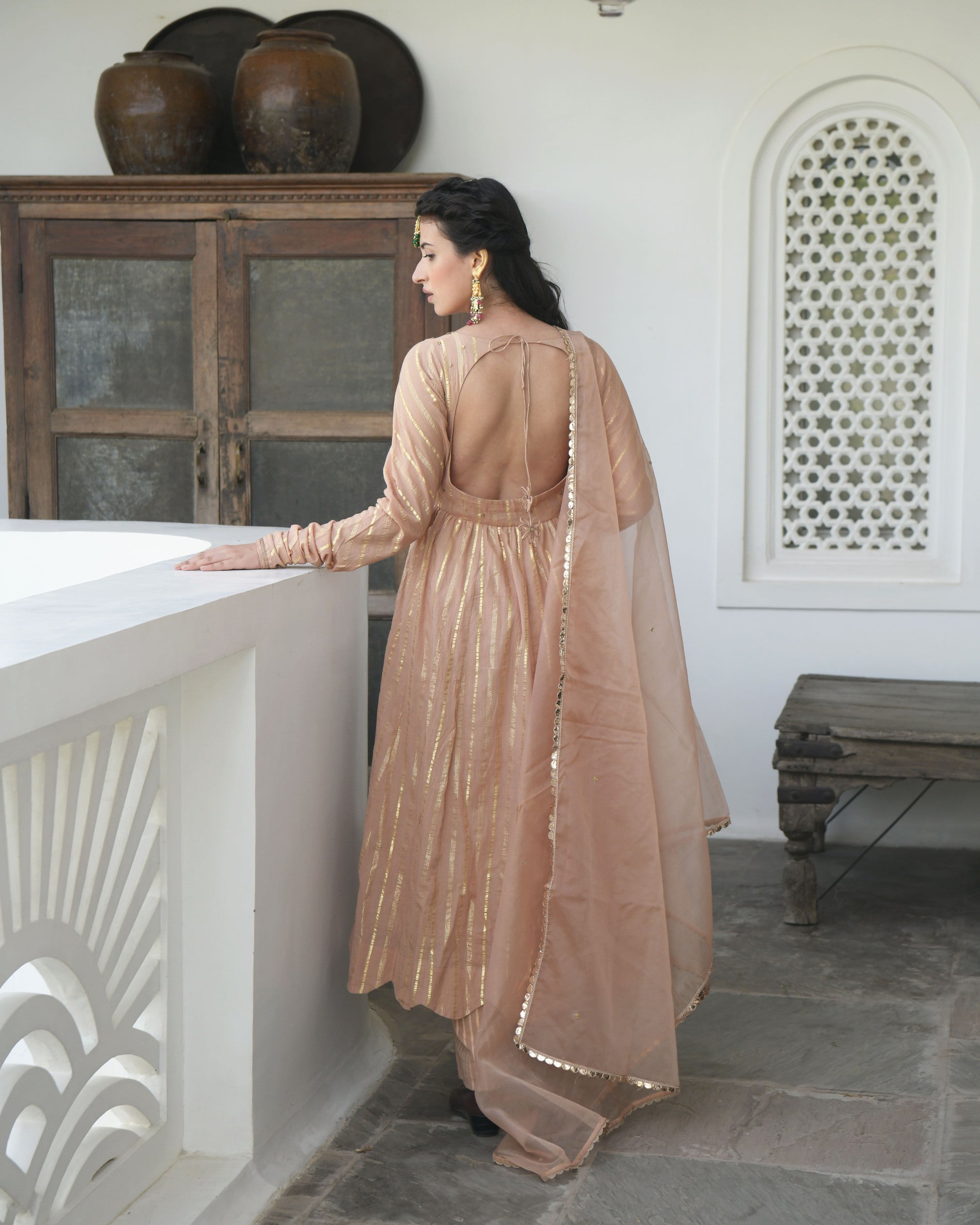 Brown Embroidered Cotton Kurta Set With Dupatta With Zari by Taro with Best Selling, Brown, Duplicate, Embroidered, Evening Wear, Handwoven Cotton, Indian Wear, July Sale, July Sale 2023, Kurta Palazzo Sets, Natural, Regular Fit, Sitara by Taro, Wedding Gifts, Womenswear at Kamakhyaa for sustainable fashion