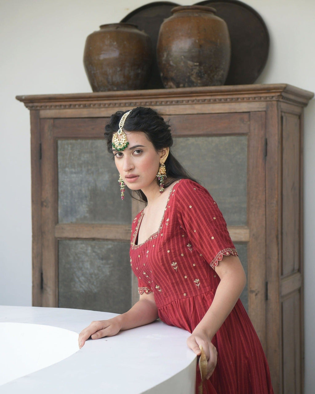 Red Embroidered Kurta Set With Dupatta by Taro with Best Selling, Evening Wear, Indian Wear, July Sale, July Sale 2023, Kaftan Set, Kurta Pant Sets, Kurta Set With Dupatta, Natural, Red, Regular Fit, Sitara by Taro, Textured, Womenswear at Kamakhyaa for sustainable fashion