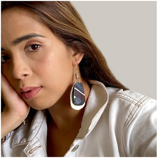 Danglers-Asteria by Noupelle with Casual Wear, Danglers, Fashion Jewellery, Free Size, Less than $50, Long Earrings, Multicolor, Products less than $25, Upcycled, Upcycled from Leather Waste, Women Led Designer at Kamakhyaa for sustainable fashion