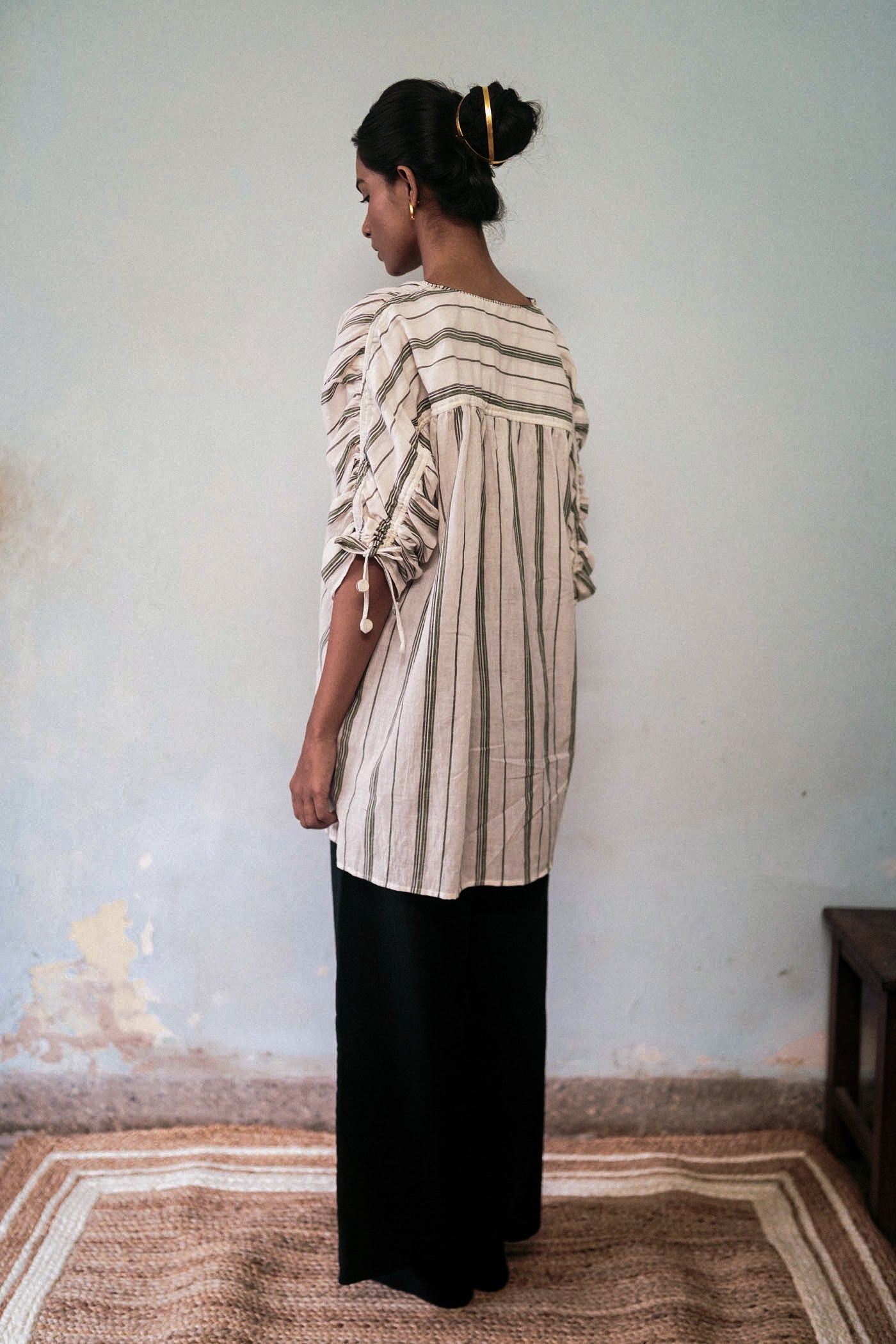 Black And White Casual Shirt by Deeta Clothing with Black, Casual Wear, Handwoven Cotton, Natural with azo dyes, Relaxed Fit, Shibui AW22, Shirts, Solids, White, Womenswear at Kamakhyaa for sustainable fashion