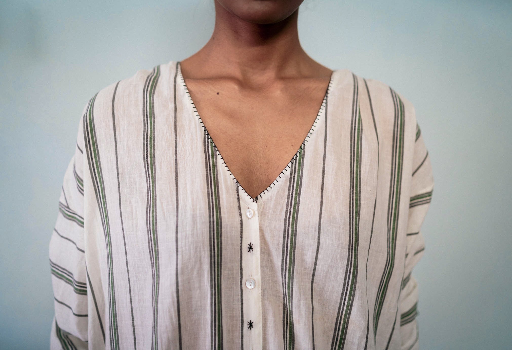 Black And White Casual Shirt by Deeta Clothing with Black, Casual Wear, Handwoven Cotton, Natural with azo dyes, Relaxed Fit, Shibui AW22, Shirts, Solids, White, Womenswear at Kamakhyaa for sustainable fashion