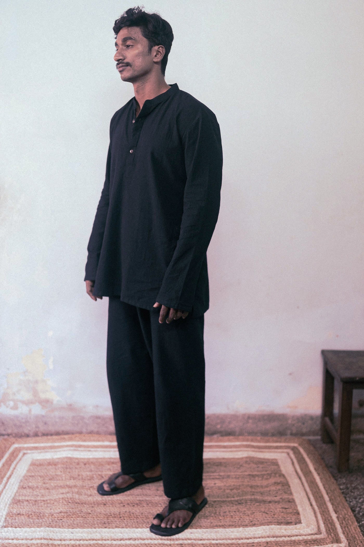 Black Casual Co-ord Set by Deeta Clothing with Black, Casual Wear, Co-ord Sets, Handwoven Cotton, Mens Co-ords, Menswear, Natural with azo dyes, Relaxed Fit, Shibui AW22, Solids at Kamakhyaa for sustainable fashion