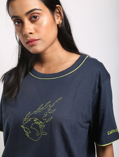 Navy Organic Cotton T-Shirt by Wear Equal with Casual Wear, For Siblings, Navy, Organic, Organic Cotton, Prints, Regular Fit, T-Shirts, Womenswear at Kamakhyaa for sustainable fashion