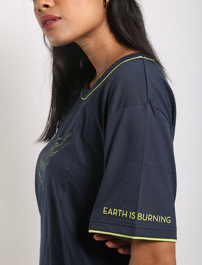 Navy Organic Cotton T-Shirt by Wear Equal with Casual Wear, For Siblings, Navy, Organic, Organic Cotton, Prints, Regular Fit, T-Shirts, Womenswear at Kamakhyaa for sustainable fashion