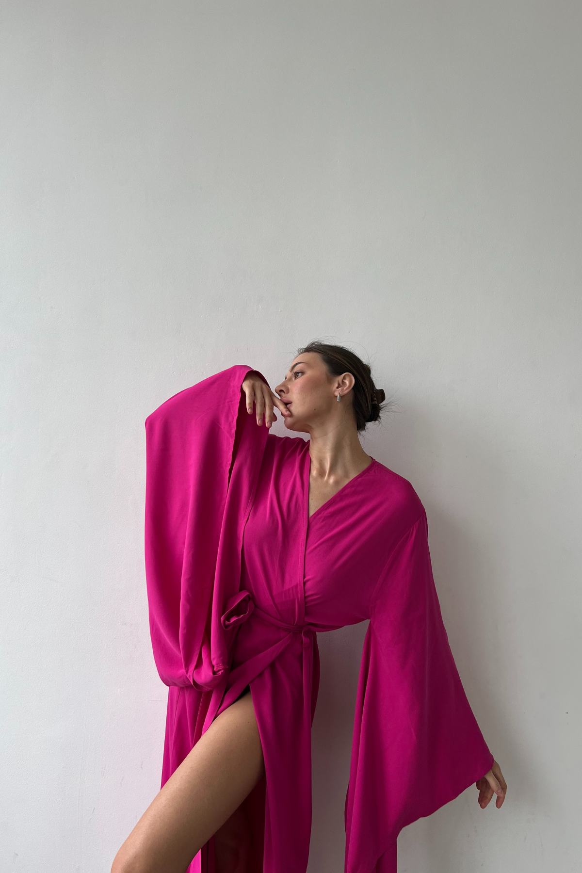 Breeze Fuchsia Kimono Robe Robe Natural, Regular Fit, robe, sleep wear, Solids, Viscose Angie's Showroom Kamakhyaa