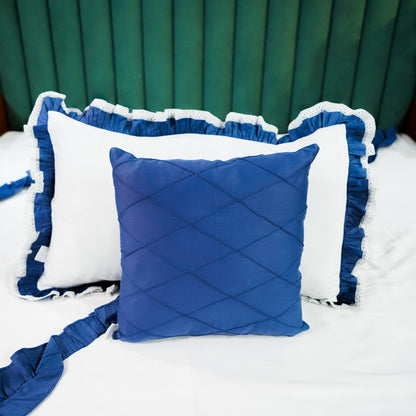 Enriched Frill Cushion Cover by Aetherea with 100% Cotton, Blue, Cushion covers at Kamakhyaa for sustainable fashion