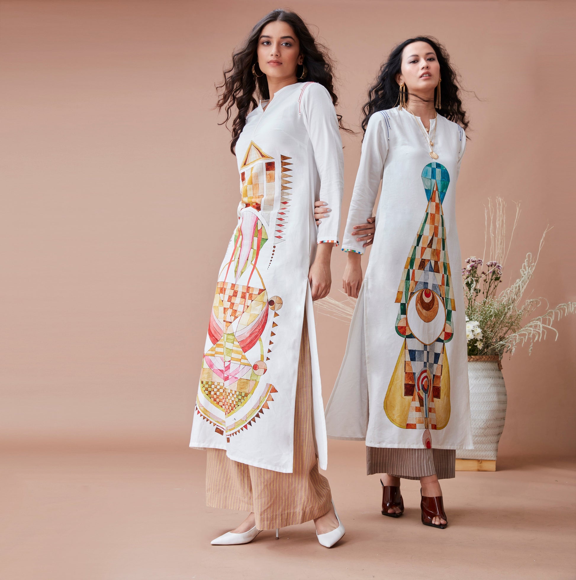 White Cotton Kurta by Dan Ba with Cotton, For Mother, Indian Wear, July Sale, July Sale 2023, Kurtas, Natural, Prints, Relaxed Fit, Resort Wear, White, Womenswear at Kamakhyaa for sustainable fashion