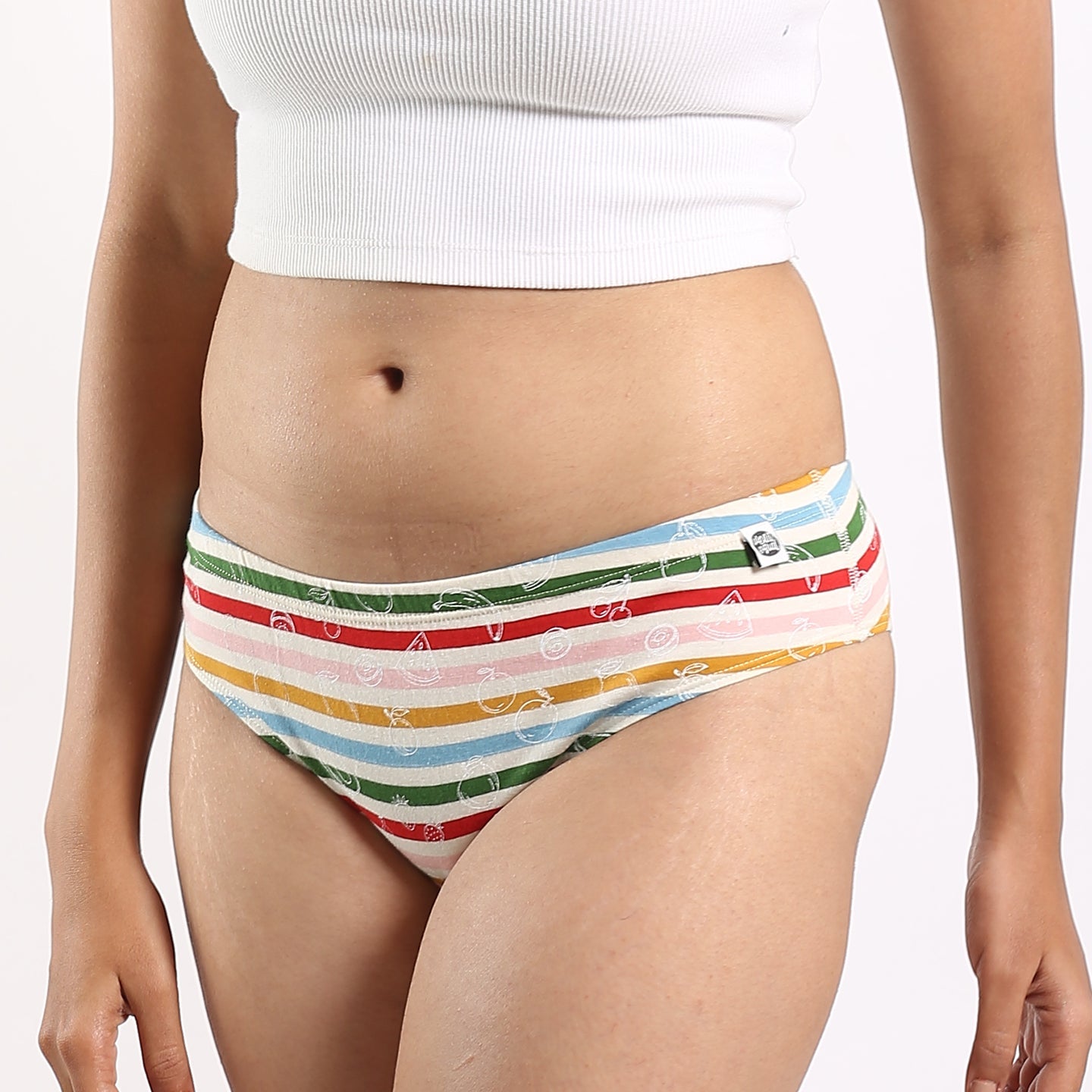 Multicolour Stripe Printed Brief by Wear Equal with Briefs, Casual Wear, lingerie, Multicolor, Organic, Organic Cotton, panties, Prints, Regular Fit, Stripes, Womenswear at Kamakhyaa for sustainable fashion