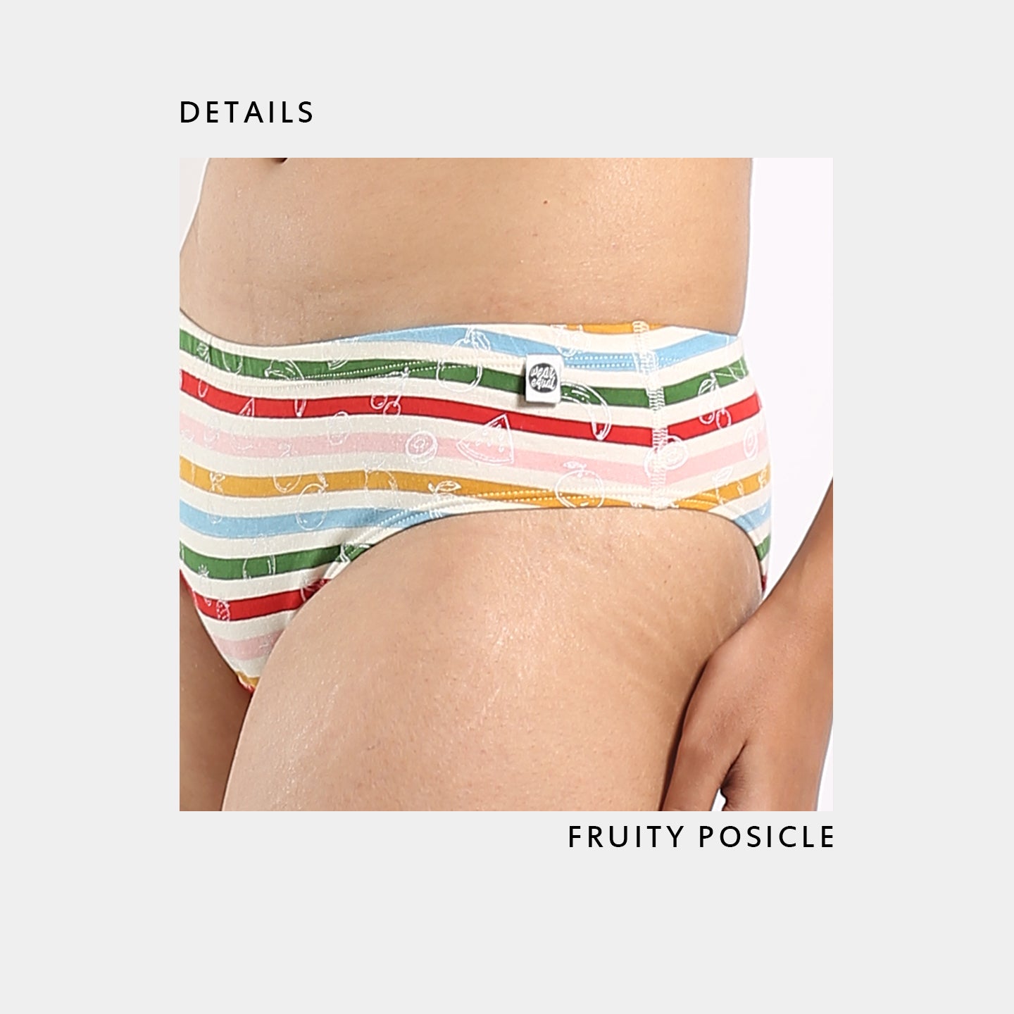 Multicolour Stripe Printed Brief by Wear Equal with Briefs, Casual Wear, lingerie, Multicolor, Organic, Organic Cotton, panties, Prints, Regular Fit, Stripes, Womenswear at Kamakhyaa for sustainable fashion