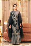 Silver And Black Chanderi Silk Saree Set by Chambray & Co. with Black, Chambray & Co, Chanderi Silk, Embroidered, Indian Wear, Natural, Party Wear, Regular Fit, Sarees, Silver, Taabir, Womenswear at Kamakhyaa for sustainable fashion