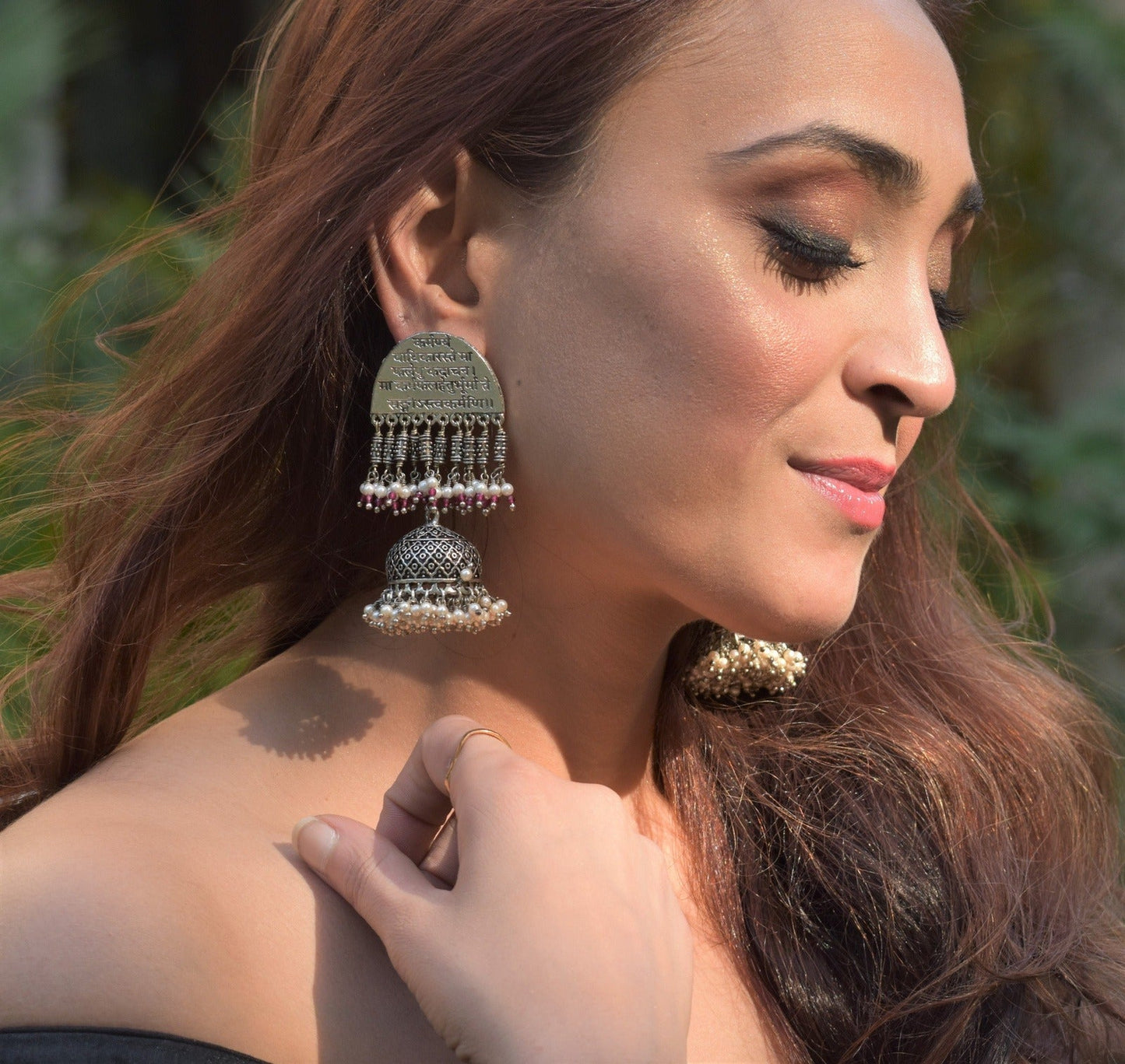 Multicolor Jhumkas Garuda by House Of Heer with Alloy Metal, Festive Jewellery, Festive Wear, Free Size, jewelry, July Sale 2023, Long Earrings, Multicolor, Natural, Pearl, Solids, Textured at Kamakhyaa for sustainable fashion
