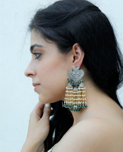 Green genda ladi earrings Earrings Jhumkas House Of Heer Kamakhyaa