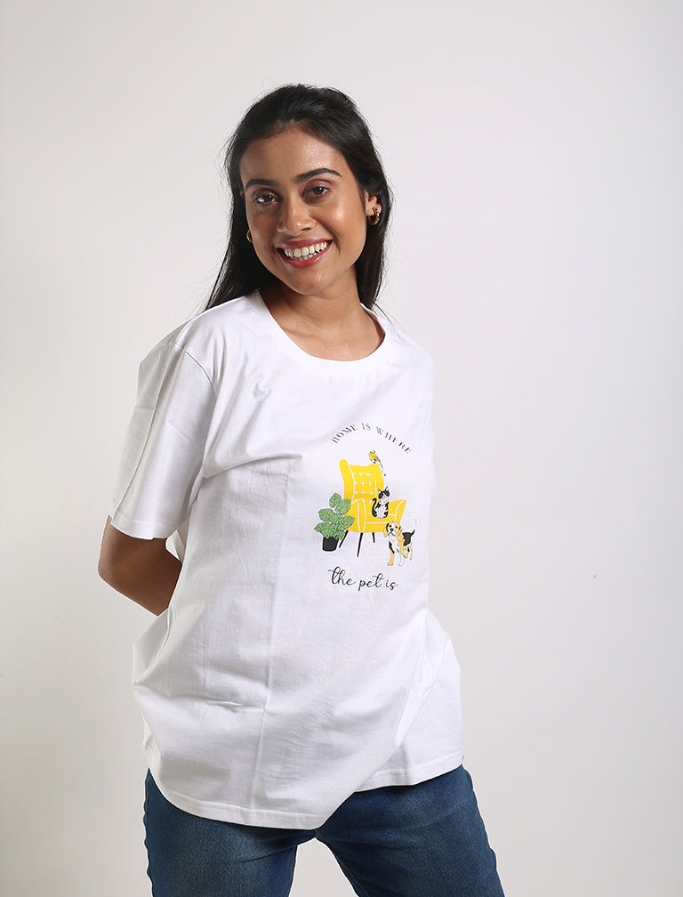 White Organic Cotton T-Shirt by Wear Equal with Casual Wear, Organic, Organic Cotton, Prints, Regular Fit, T-Shirts, White, Womenswear at Kamakhyaa for sustainable fashion