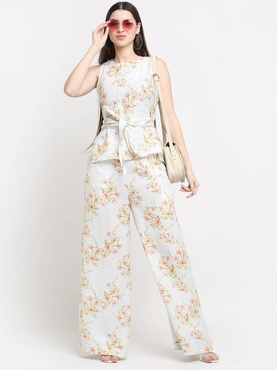 Certified Hemp White Printed Casual Co-ord Set by Ewoke with Best Selling, Casual Wear, Co-ord Sets, Festive 23, Hemp, Natural with azo free dyes, Prints, Regular Fit, Travel Co-ords, White, Womenswear at Kamakhyaa for sustainable fashion