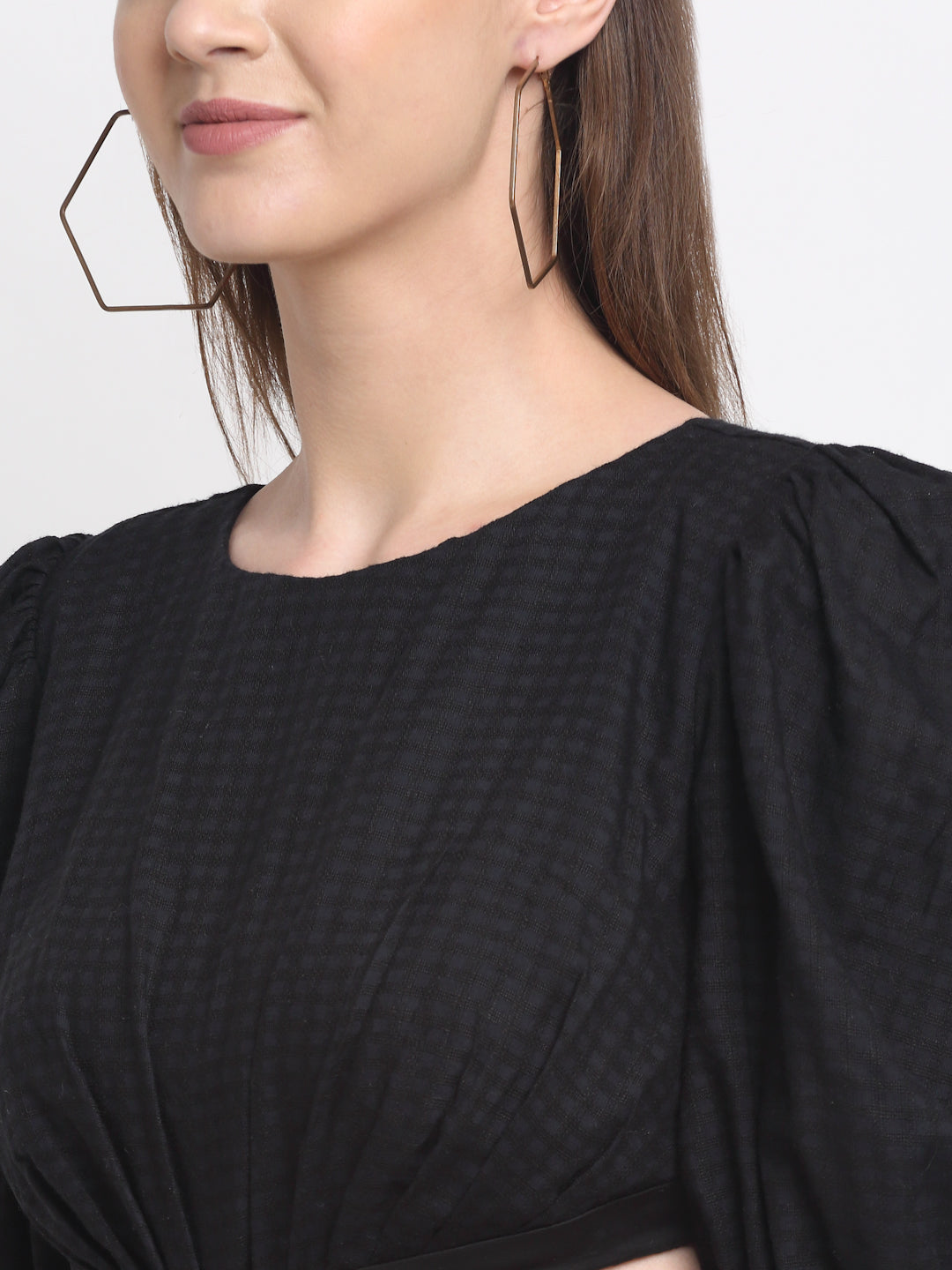 Certified Tencel Black Mini Dress by Ewoke with Black, Festive 23, Mini Dresses, Natural with azo free dyes, Party Wear, Prints, Slim Fit, Tencel, Textured, Womenswear at Kamakhyaa for sustainable fashion