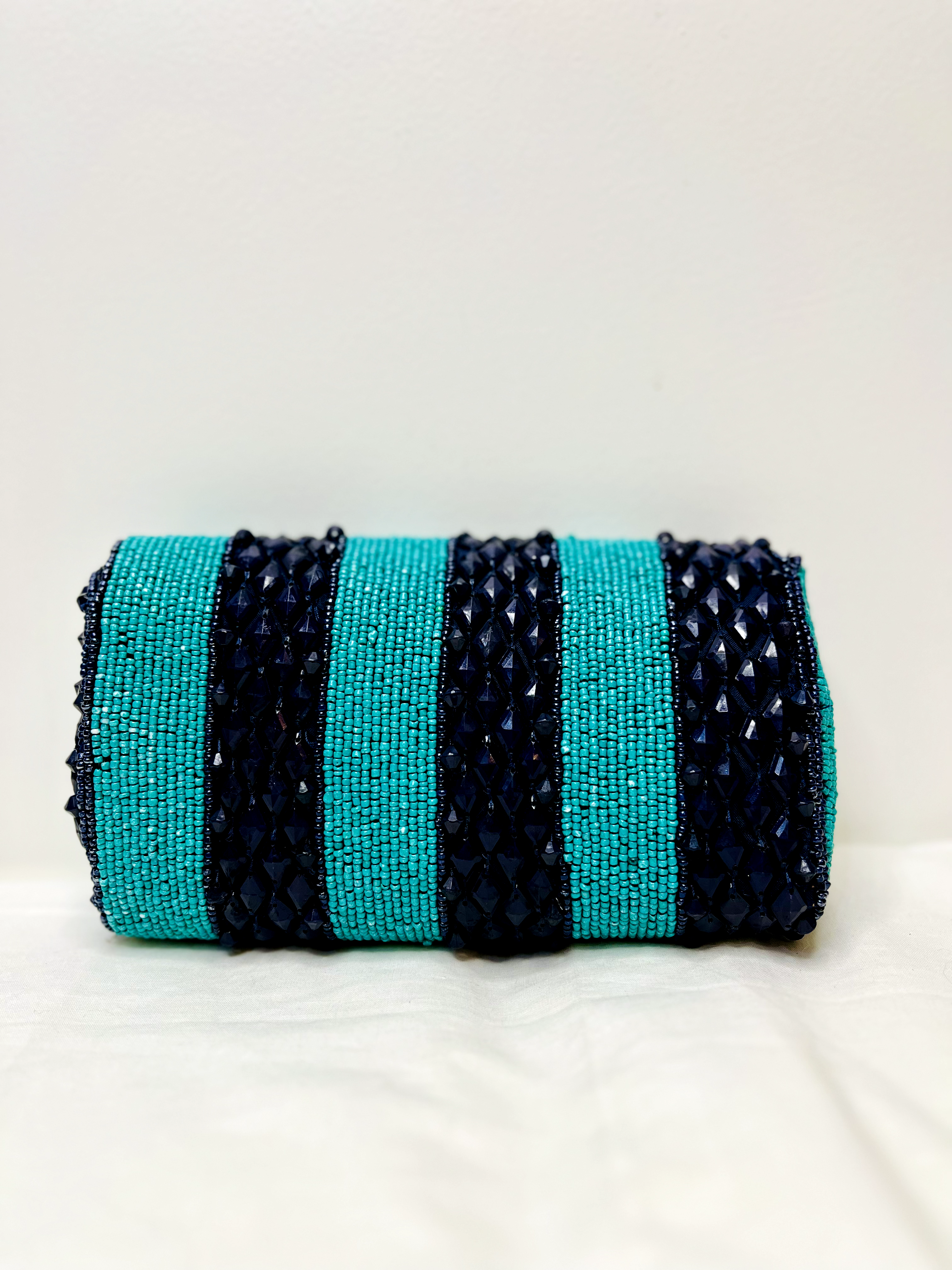 Blue And Black Sequin Beaded Sling Bag by Discarded Fresh Bags with Beads, Black, Blue, Casual Wear, Cotton, Made from Natural Materials, Mirror Work, Multicolor, Sling Bags, Women Led Designer at Kamakhyaa for sustainable fashion