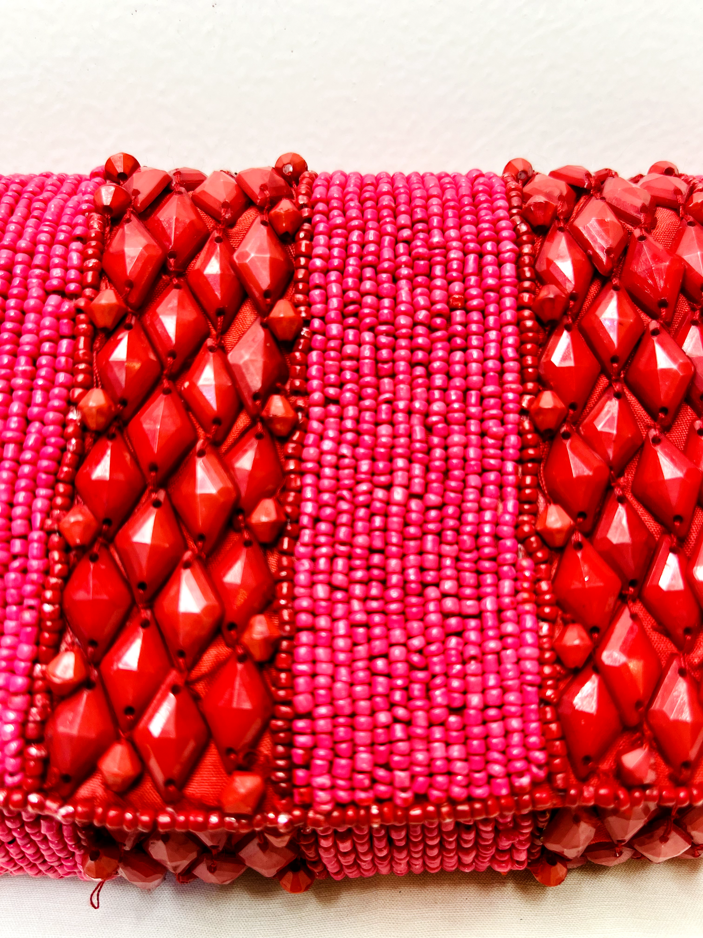 Red Beaded Sling Bag by Discarded Fresh Bags with Beads, Casual Wear, Cotton, Made from Natural Materials, Mirror Work, Multicolor, Pink, Red, Sling Bags, White, Women Led Designer at Kamakhyaa for sustainable fashion