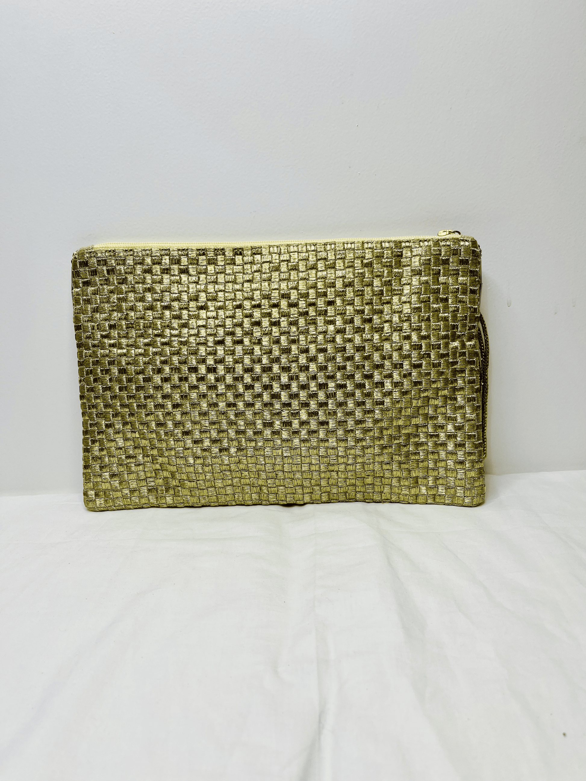 Golden Pouch by Discarded Fresh Bags with Beads, Casual Wear, Cotton, Gold, Golden, Made from Natural Materials, Mirror Work, Multicolor, Pouches, Sequins, Women Led Designer at Kamakhyaa for sustainable fashion