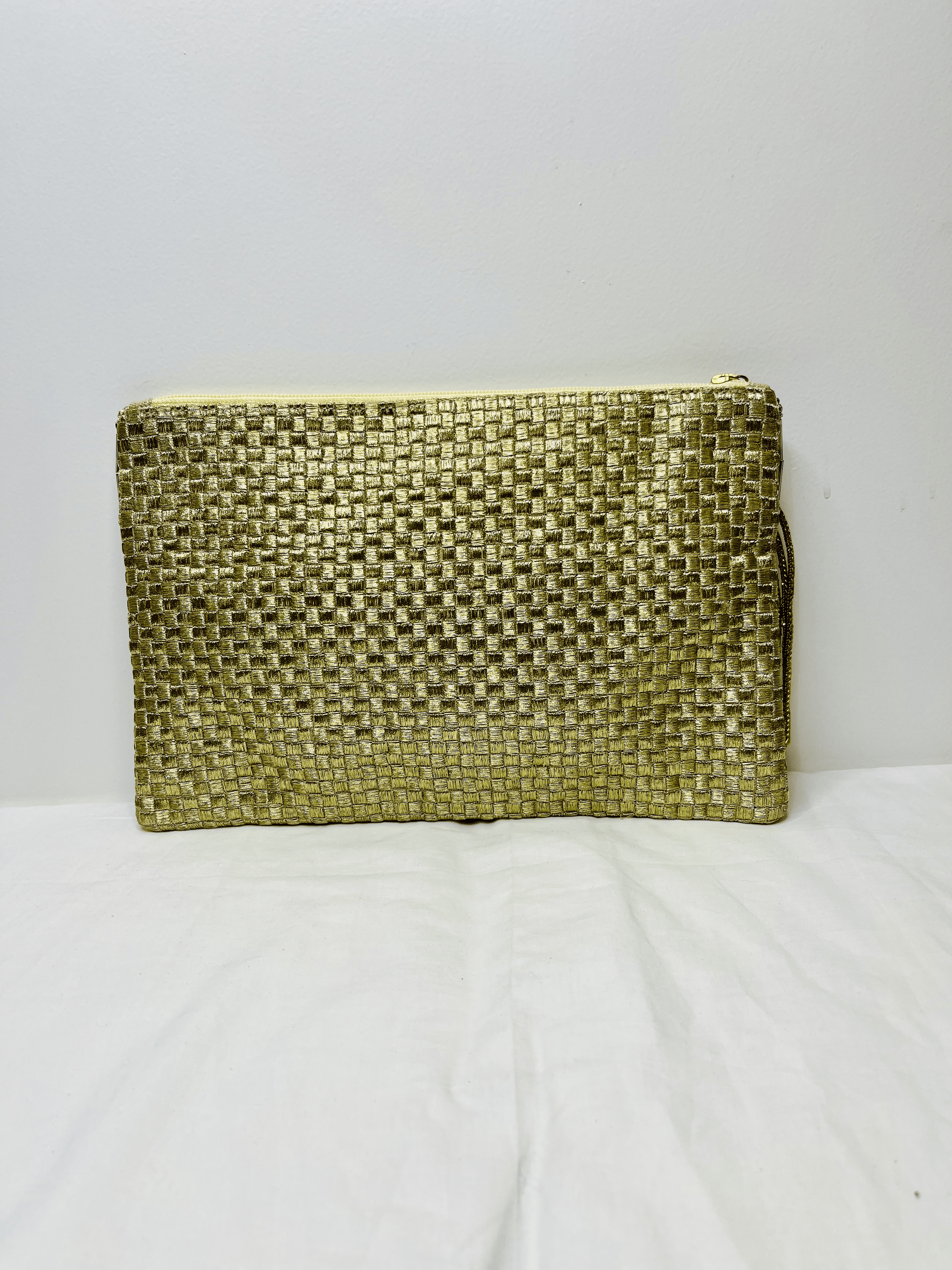 Golden Pouch by Discarded Fresh Bags with Beads, Casual Wear, Cotton, Gold, Golden, Made from Natural Materials, Mirror Work, Multicolor, Pouches, Sequins, Women Led Designer at Kamakhyaa for sustainable fashion