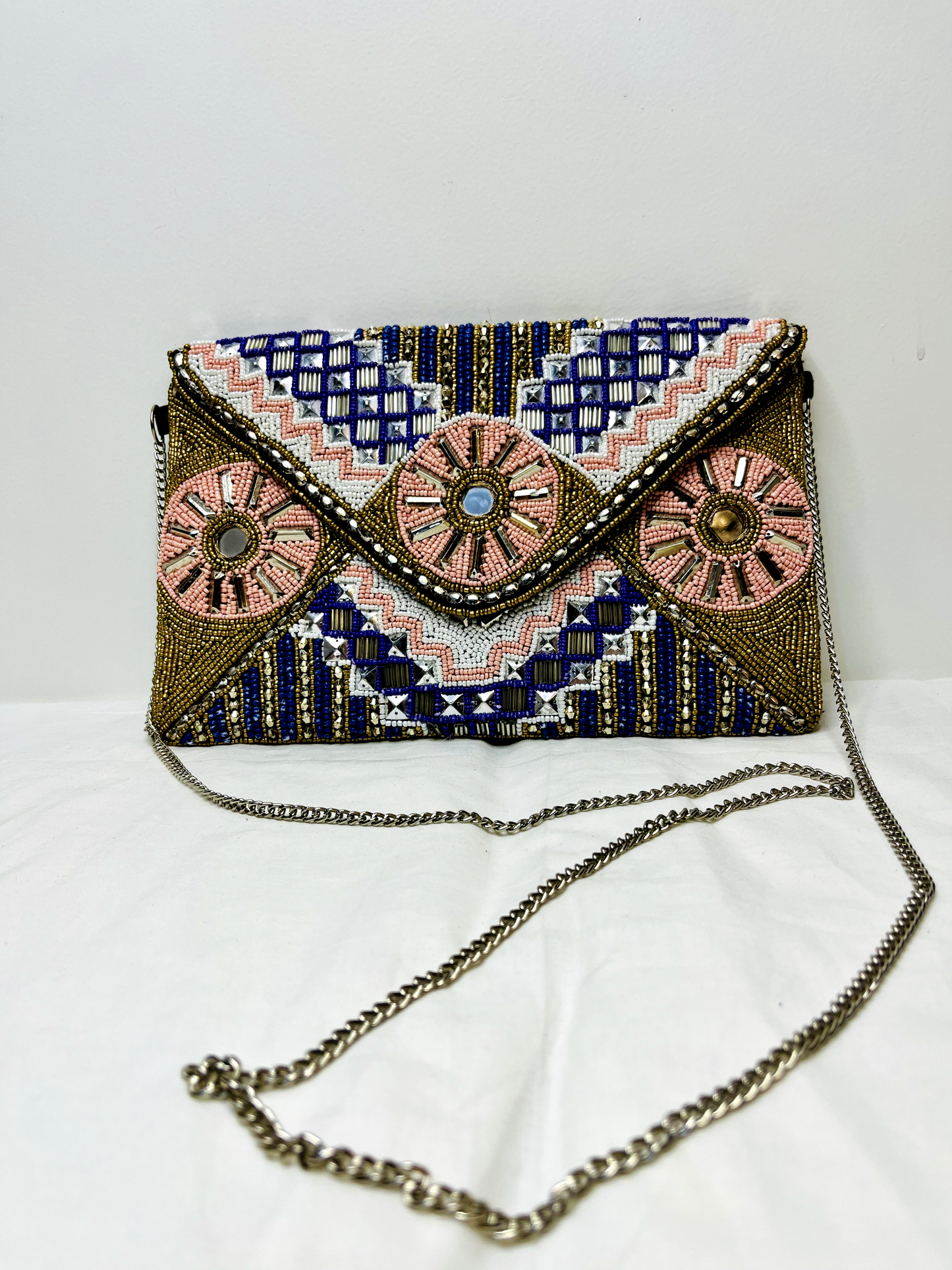 Multicolor Beaded Mirror Sling Bag by Discarded Fresh Bags with Beads, Casual Wear, Made from Natural Materials, Mirror Work, Multicolor, Sling Bags, Upcycled Cotton, White, Women Led Designer at Kamakhyaa for sustainable fashion