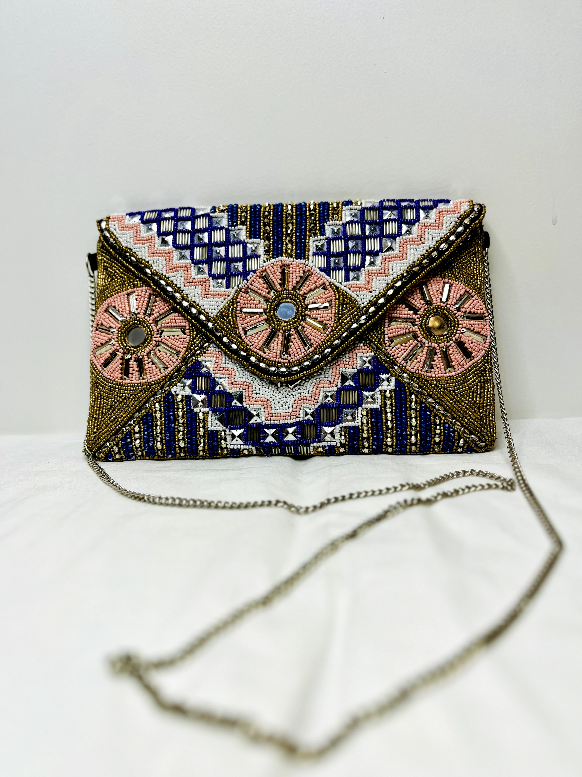 Multicolor Beaded Mirror Sling Bag by Discarded Fresh Bags with Beads, Casual Wear, Made from Natural Materials, Mirror Work, Multicolor, Sling Bags, Upcycled Cotton, White, Women Led Designer at Kamakhyaa for sustainable fashion