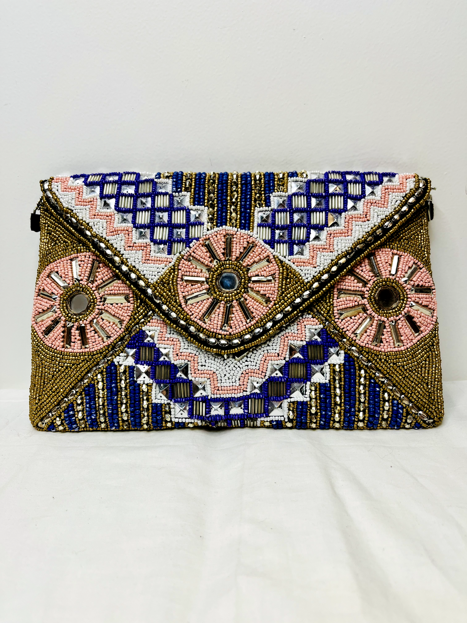 Multicolor Beaded Mirror Sling Bag by Discarded Fresh Bags with Beads, Casual Wear, Made from Natural Materials, Mirror Work, Multicolor, Sling Bags, Upcycled Cotton, White, Women Led Designer at Kamakhyaa for sustainable fashion