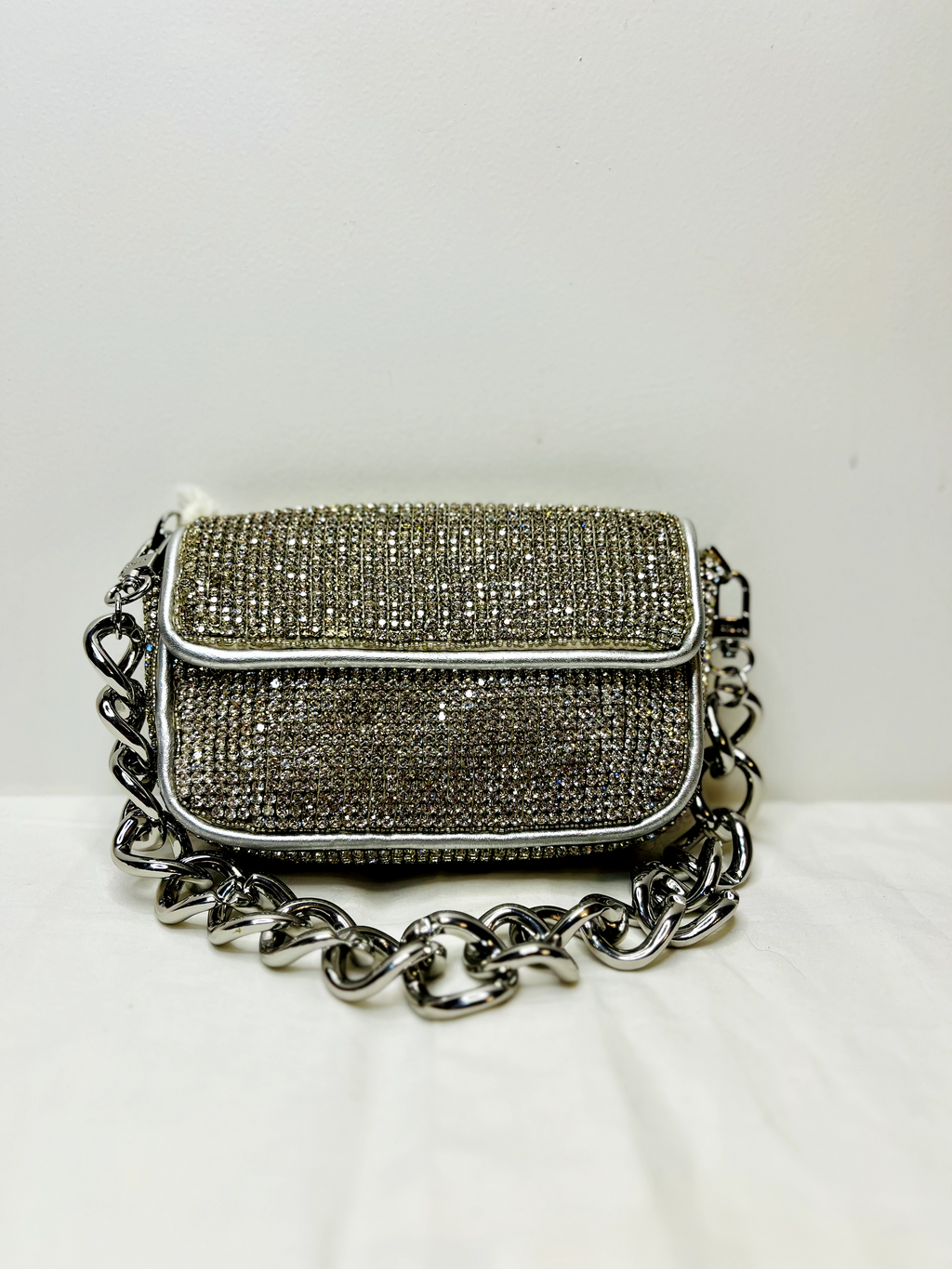 Silver Rhinestone Sling Bag by Discarded Fresh Bags with Beads, Casual Wear, Made from Natural Materials, Mirror Work, Multicolor, Silver, Sling Bags, Upcycled Cotton, White, Women Led Designer at Kamakhyaa for sustainable fashion