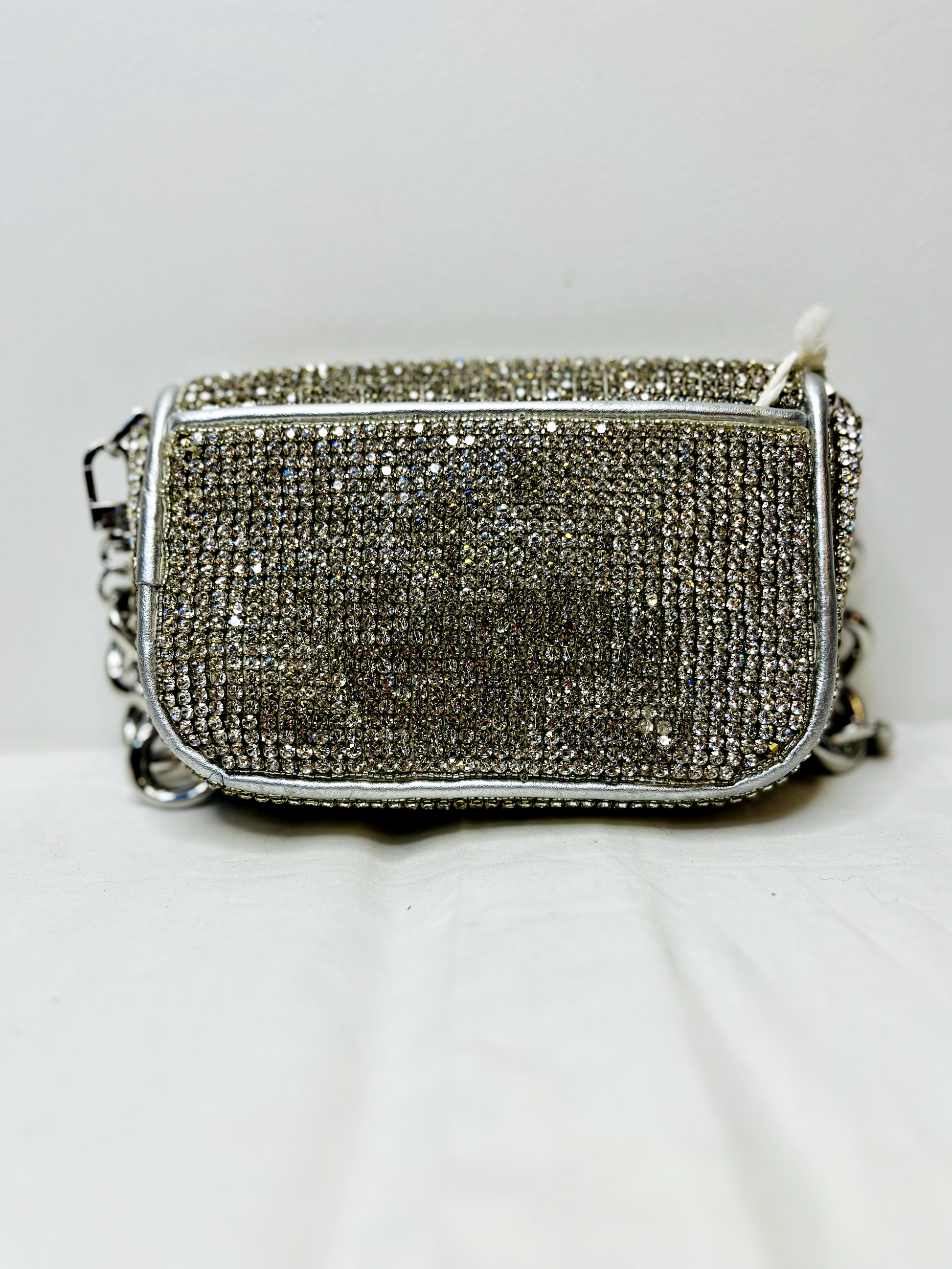 Silver Rhinestone Sling Bag by Discarded Fresh Bags with Beads, Casual Wear, Made from Natural Materials, Mirror Work, Multicolor, Silver, Sling Bags, Upcycled Cotton, White, Women Led Designer at Kamakhyaa for sustainable fashion